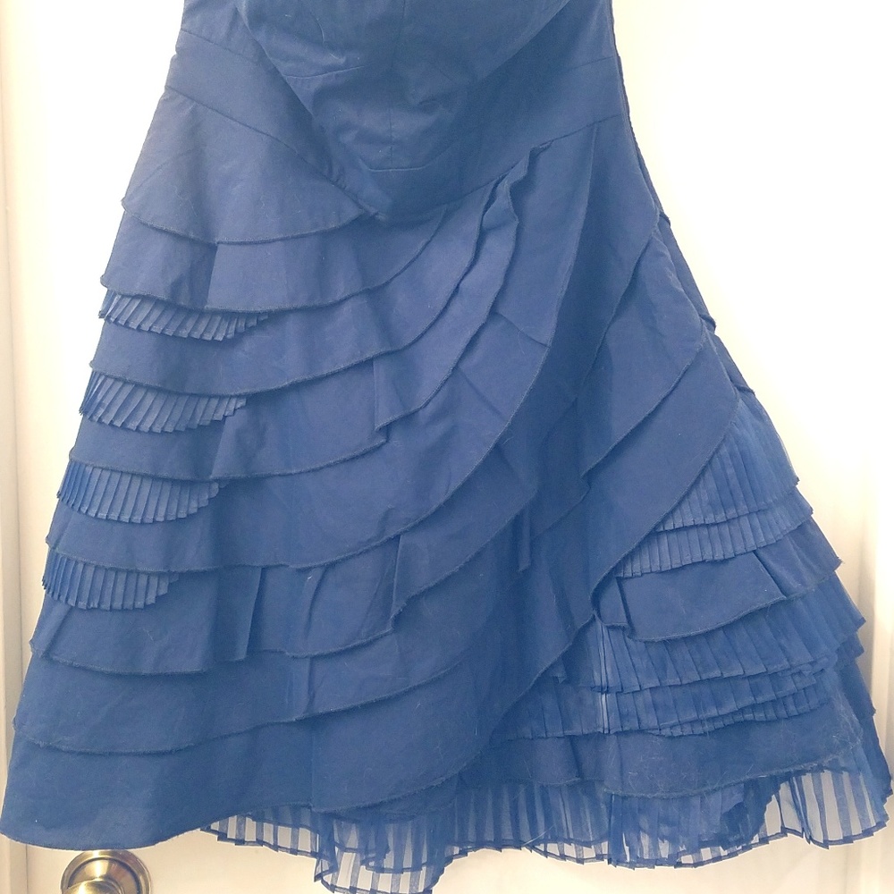 Minuet Petite Navy Ruffle Dress - Large